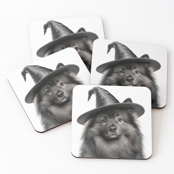 Item preview, Keeshond Dog Wearing Halloween Witch Hat designed and sold by LazyOwlStore.