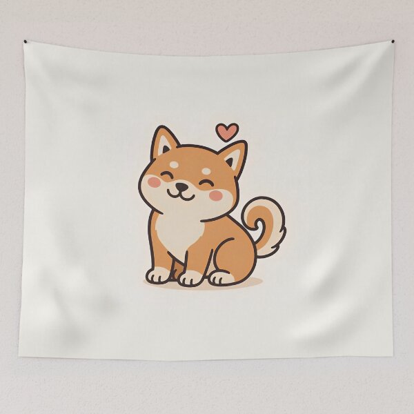 Item preview, Adorable Kawaii Shiba Inu Puppy with Heart Emoji designed and sold by Amr Siam.