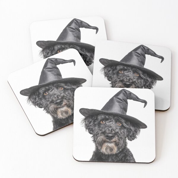 Item preview, Kerry Blue Terrier Dog Wearing Halloween Witch Hat designed and sold by LazyOwlStore.