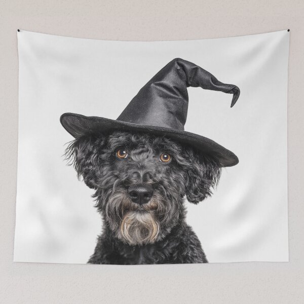 Item preview, Kerry Blue Terrier Dog Wearing Halloween Witch Hat designed and sold by LazyOwlStore.