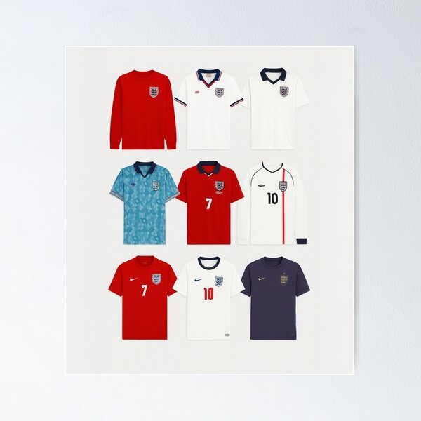 Item preview, England Iconic Football Kits designed and sold by Final Whistle Art.
