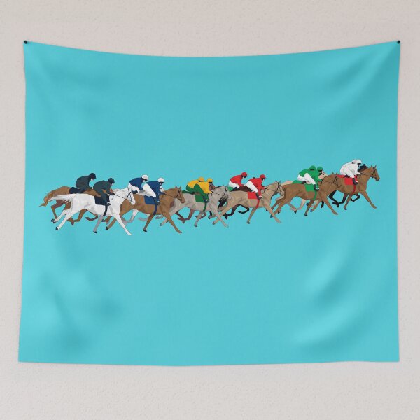 Item preview, Horse race aqua designed and sold by Anne Cakebread.