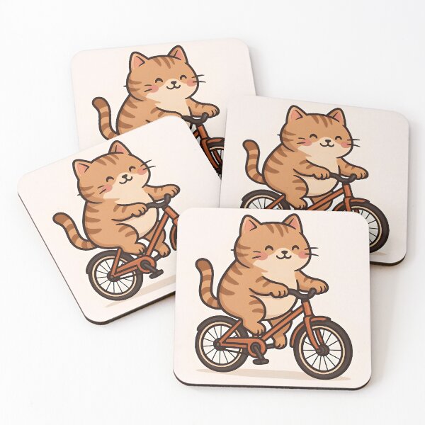 Item preview, Cute Chubby Cat Riding Bicycle Cartoon Illustration designed and sold by Amr Siam.