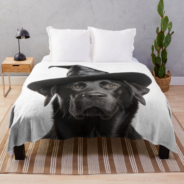 Item preview, Labrador Retriever Dog Wearing Halloween Witch Hat designed and sold by LazyOwlStore.