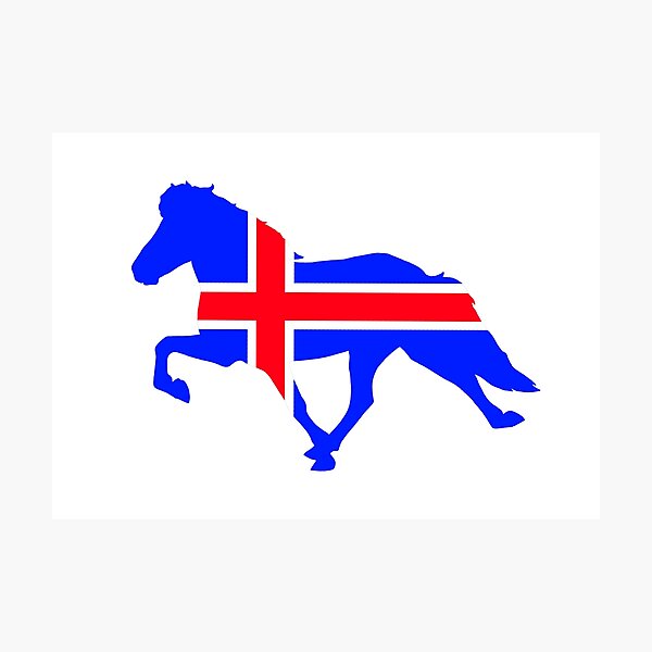 Aperçu de l'œuvre Cheval islandais tolt Silhouette Drapeau islandais créée et vendue par Eymirart.