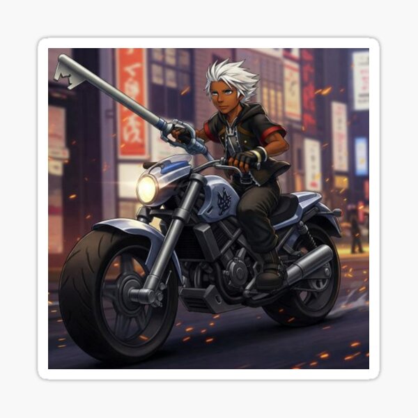 Vista previa del artículo con la obra «Motociclista KH», diseñado y vendido por Black Saiyan Magician's Merchandise.