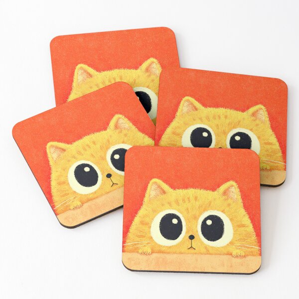 Item preview, Fluffy Orange Cat Peeking From Warm Colored Surface designed and sold by Piotrek0001.