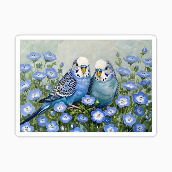 Item preview, Nemophila and Budgerigar designed and sold by Popo Palette.