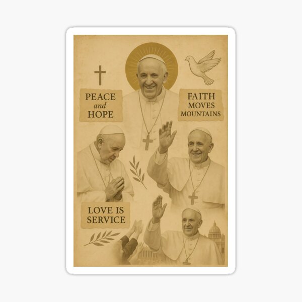 Item preview, Collage Pope Francis Art Vintage designed and sold by AOCollections.