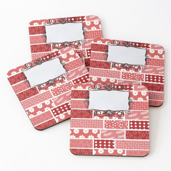 Item preview, Notebook cover red and white and flower tape inspired pattern Horizontal designed and sold by ReynoldsFun.