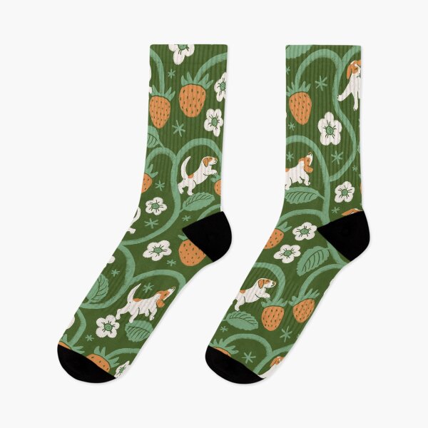 Item preview, Jack Russell Puppies and Strawberries – Whimsical Green Pattern for Dog Lovers designed and sold by Ema Tudose.