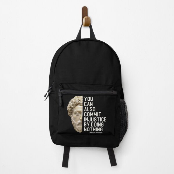 Item preview, "You can also commit injustice by doing nothing" in white - Marcus Aurelius quote designed and sold by Ofeefee.