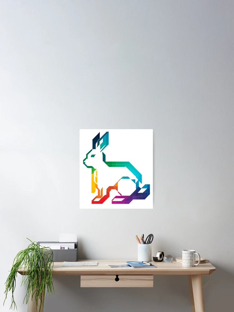 Thumbnail 2 of 3, Poster, Geometric Spectrum Rabbit designed and sold by Pixevol.