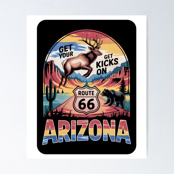 Item preview, Get Your Kicks Route 66 Retro Vintage Arizona designed and sold by Tammy Winand Art.