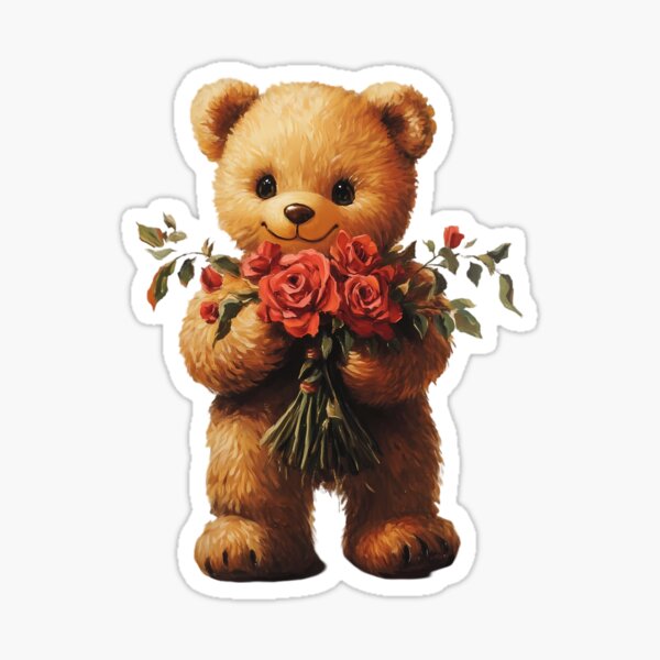 Aperçu de l'œuvre Peinture d'ours en peluche avec des roses créée et vendue par DaffodilDreamer.