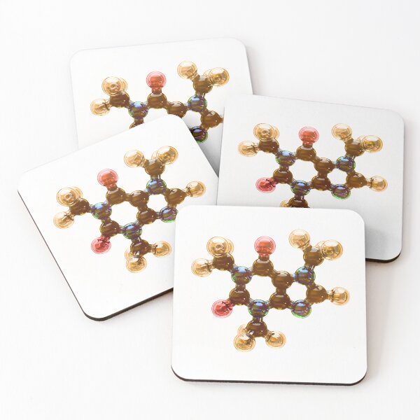 Item preview, Color coded structure of caffeine molecule with atomic bonds designed and sold by Omar Lopez-Rincon.