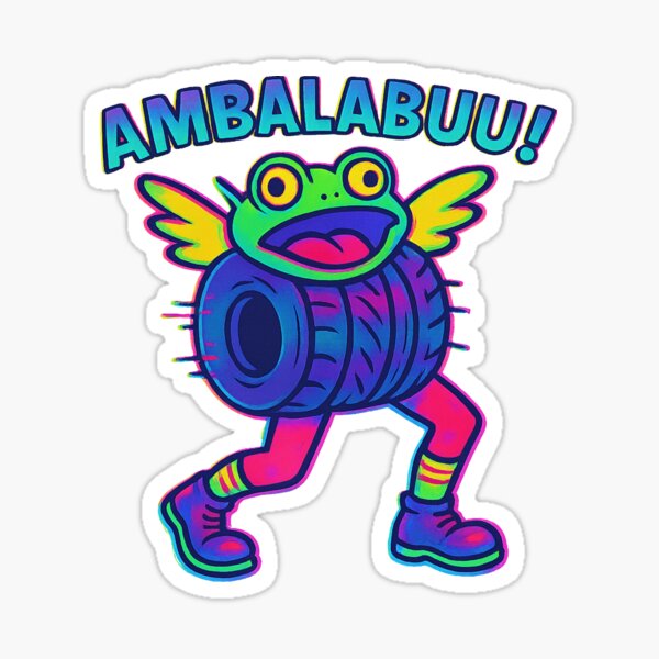 Artikel-Vorschau von Ambalabu Glitchcore Sticker – Trippy Neon Meme Art mit ätzenden Farben, designt und verkauft von YuliaHulia.
