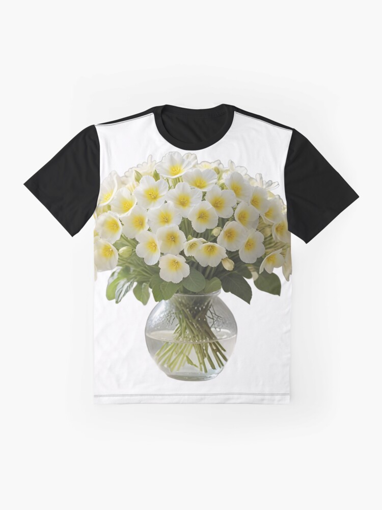 White primrose in a glass vase on Graphic T-Shirt