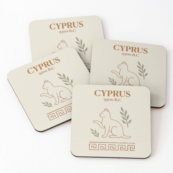 Item preview, Cyprus – Island of Cats Since 9500 B.C. | Minimal Cat & Olive Art designed and sold by CreationbyNiki.