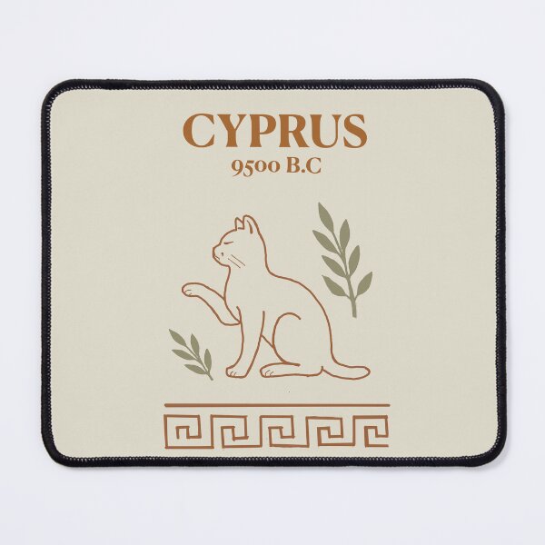Item preview, Cyprus – Island of Cats Since 9500 B.C. | Minimal Cat & Olive Art designed and sold by CreationbyNiki.