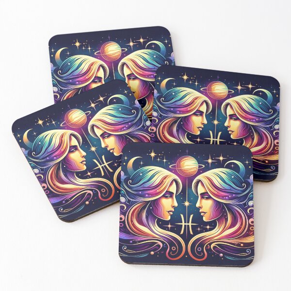 Item preview, Colorful Gemini zodiac sign with celestial twin figures designed and sold by ChernivtsiSkoda.