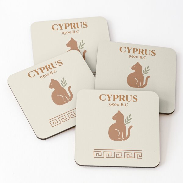 Item preview, Cyprus – Island of Cats Since 9500 B.C. | Minimal Cat & Olive Art designed and sold by CreationbyNiki.
