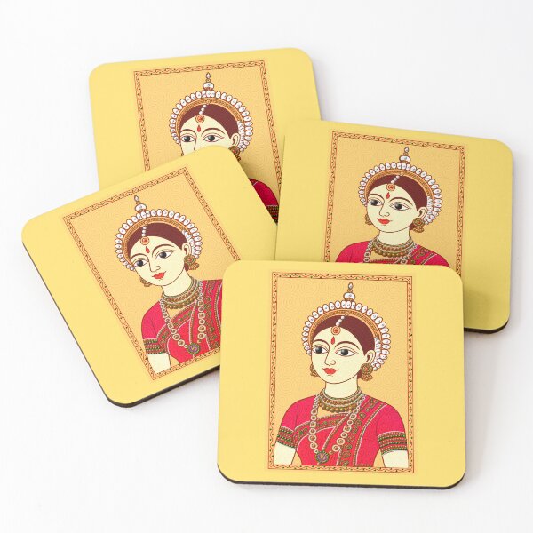 Item preview, Elegant Indian Odissi Woman – Madhubani Folk Art Portrait,Mithila Art designed and sold by ShreecreatE.