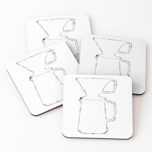 Item preview, Hand-Drawn Outline of Coffee Dripper and Cup in Minimalistic Style designed and sold by sigoisette.