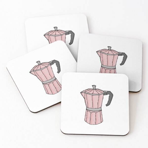 Item preview, Hand-Drawn Pink Coffee Pot Illustration on White Background designed and sold by sigoisette.