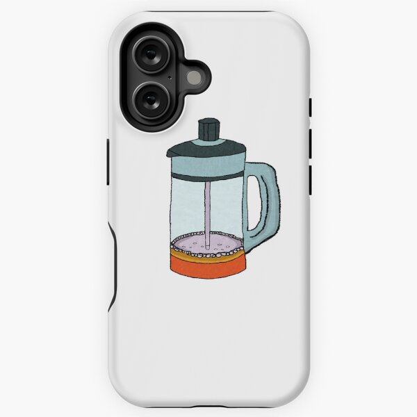 Aperçu de l'œuvre Cafetière à piston française illustrée en couleurs, isolée sur fond blanc créée et vendue par sigoisette.