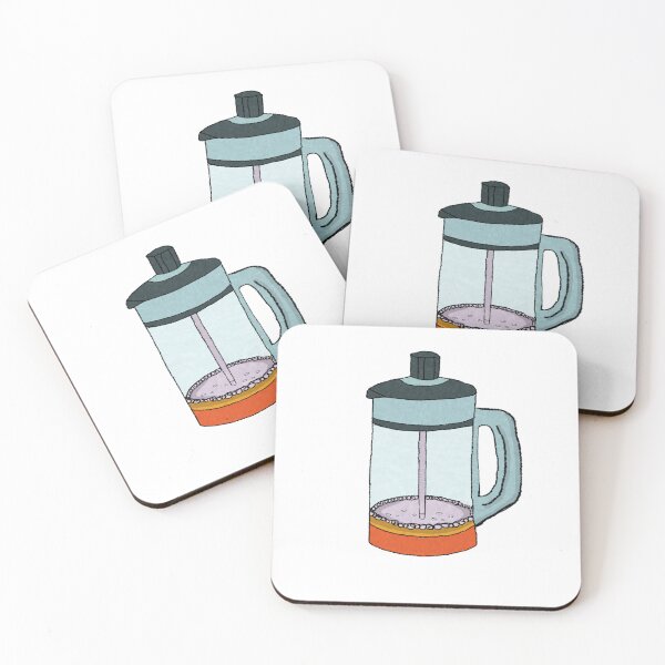 Item preview, Colorful Illustrated French Press Coffee Maker Isolated on White Background designed and sold by sigoisette.
