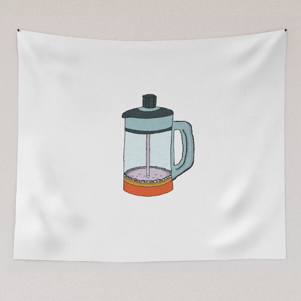Item preview, Colorful Illustrated French Press Coffee Maker Isolated on White Background designed and sold by sigoisette.