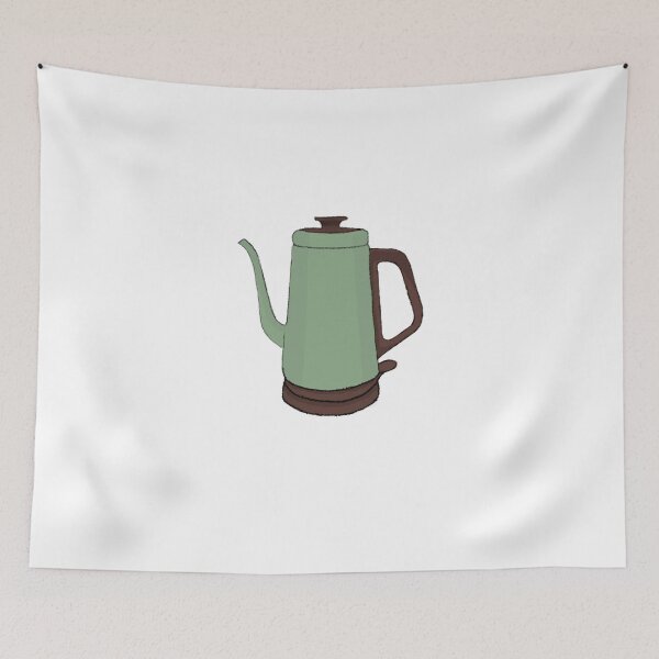 Item preview, Dibujo de una tetera eléctrica verde vintage para decorar la cocina o el hogar. designed and sold by sigoisette.