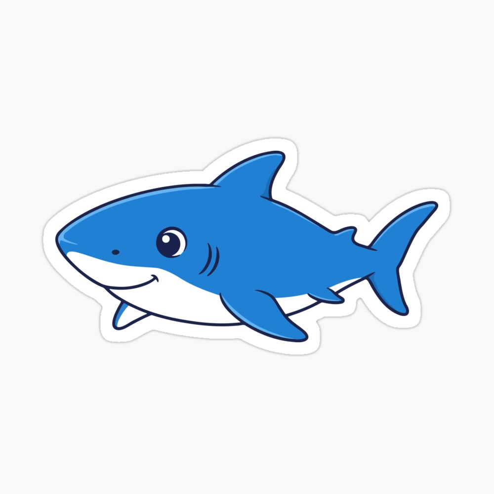 Cute Cartoon Shark Sticker Poster