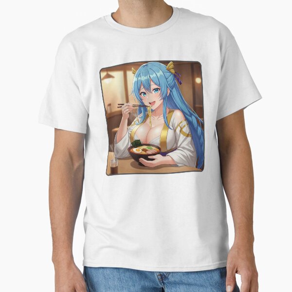 Item preview, Blue Hair Anime Girl Eating Ramen designed and sold by Seasons Waiting.