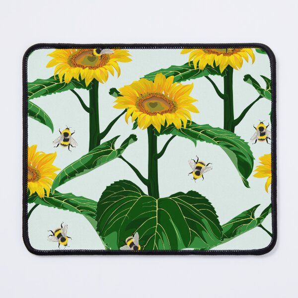 Item preview, Seamless illustration with sunflowers and bee with leaves. designed and sold by MatyKotiv.