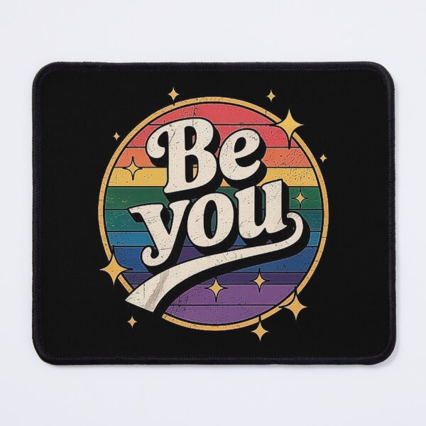 Item preview, Retro Be You Quote with Rainbow Pride Background and Stars designed and sold by love3617.