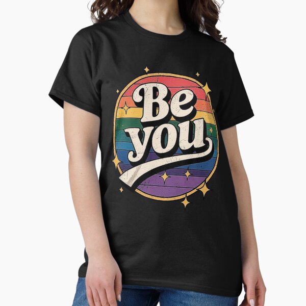 Item preview, Retro Be You Quote with Rainbow Pride Background and Stars designed and sold by love3617.