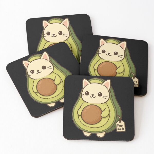 Item preview, Cute Avocado Cat – Funny Avo-Cat with “Purr Inside” Tag designed and sold by OB Print.