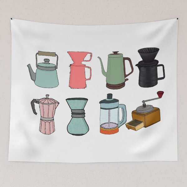 Item preview, Hand-Drawn Illustration of Various Coffee Brewing Tools and Equipment designed and sold by sigoisette.