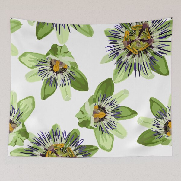 Item preview, Seamless tropical palm leaves, Passiflora flowers. Jungle leaves. designed and sold by MatyKotiv.