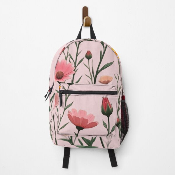 Item preview, Wildflowers and Red Rose on the Right - Light Pink Background #5006LPK designed and sold by Wildflower Rose.