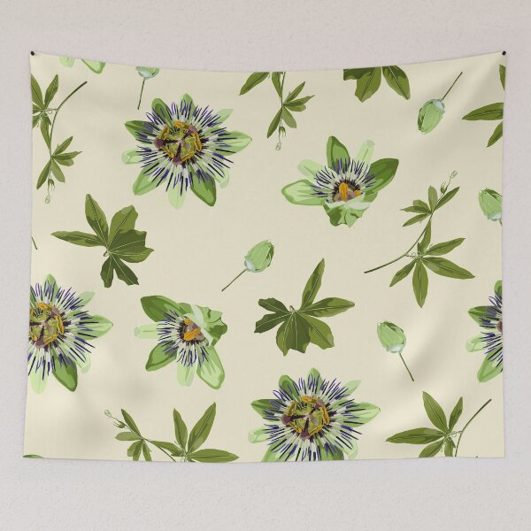 Item preview, Seamless tropical palm leaves, Passiflora flowers. Jungle leaves. designed and sold by MatyKotiv.