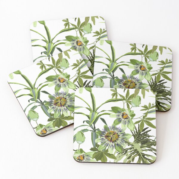 Item preview, Seamless tropical palm leaves, Passiflora flowers. Jungle leaves  floral pattern background. designed and sold by MatyKotiv.