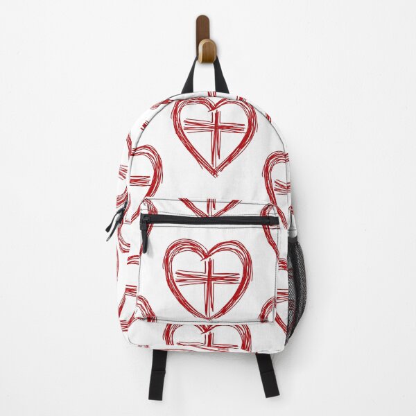 Item preview, Red Scribble Heart with Cross – Christian Faith Design designed and sold by PromptYou.
