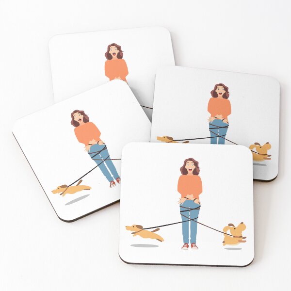 Item preview, Girl entangled in dogs’ leashes  designed and sold by InkyKidArt.