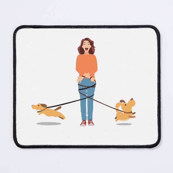 Item preview, Girl entangled in dogs’ leashes designed and sold by InkyKidArt.