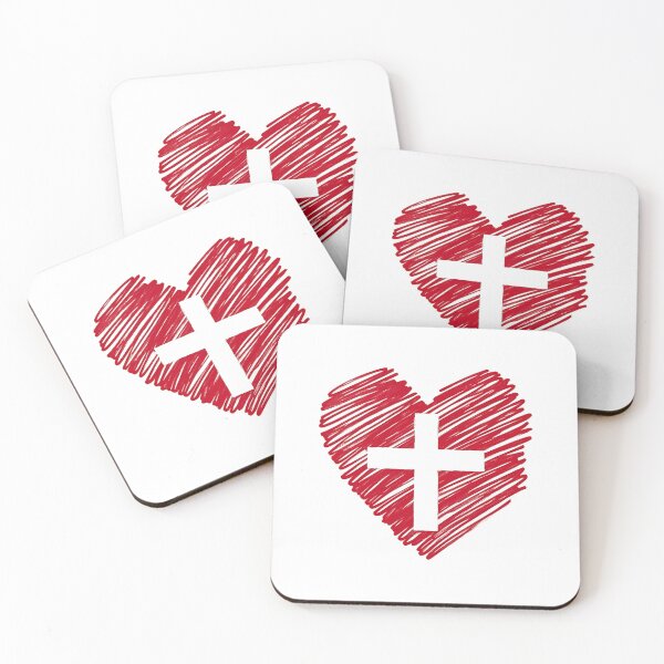 Item preview, Red Scribble Heart with Cross – Christian Faith Design #2 designed and sold by PromptYou.