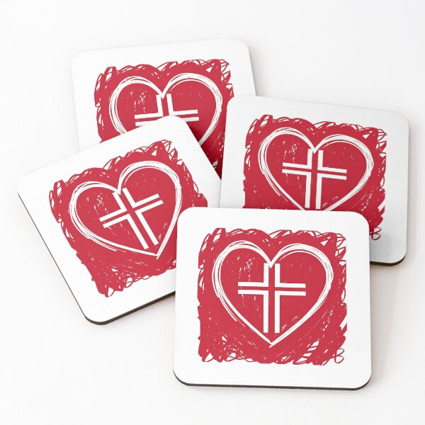 Item preview, Red Scribble Heart with Cross – Christian Faith Design #3 designed and sold by PromptYou.