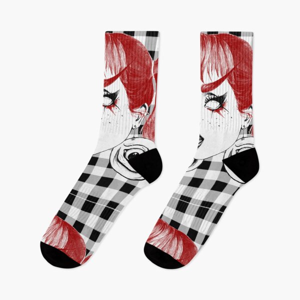 Item preview, Gingham Creepy Girl | Goth illustration  designed and sold by FarieArt.